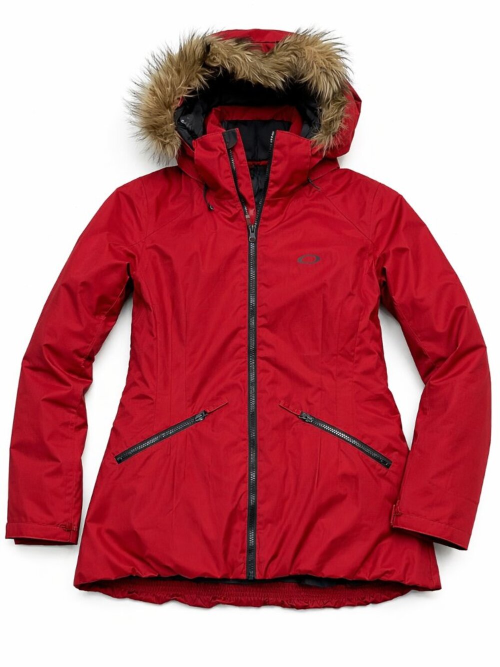 Oakley Red Insulated Ski Snowboard Parka Faux Fur Hood Womens Large